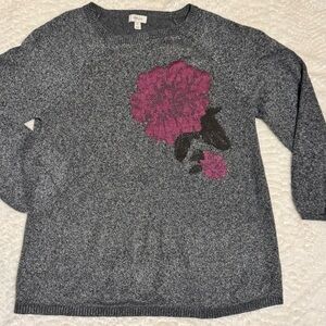 Style & Co. Gray Sweater with Pink Floral Design
